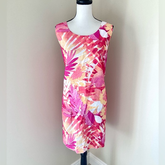 Escape by Habitat Tropical Watercolor Shift Dress Guava Pink/Orange Size XL - Picture 2 of 9